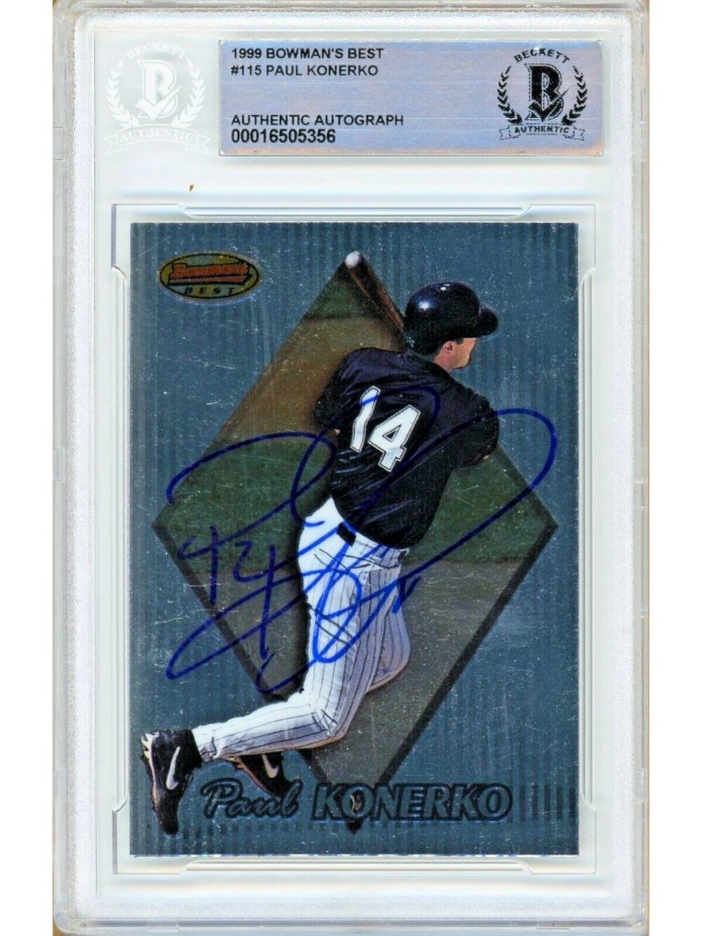 Paul Konerko Signed 1999 Bowman's Best #115 White Sox Beckett BAS Slab Auto MLB
